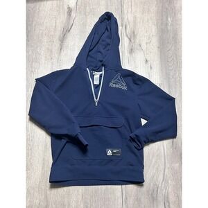 Kids Reebok Navy Blue Quarter Zip Hoodie Sweatshirt Size 10 12